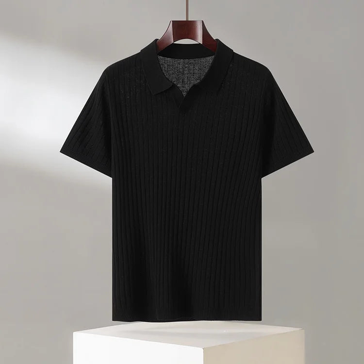 Men's Thin Short Sleeve Knitted POLO Shirt Summer 2026 New Style Lapel Interior Casual T-Shirt Comfortable Breathable Fashion