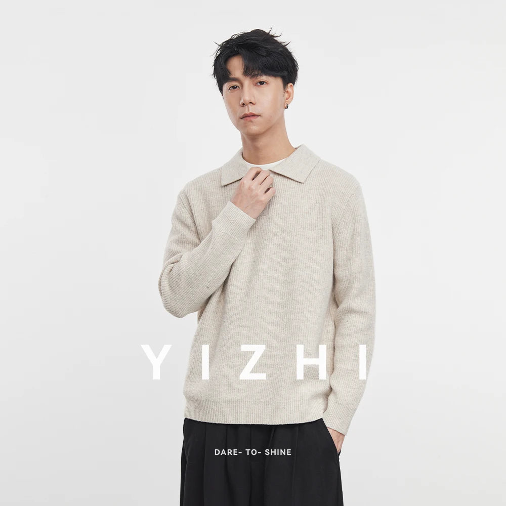 Men's Retro Solid Color Polo Shirt Knitted Sweater 2025 Autumn