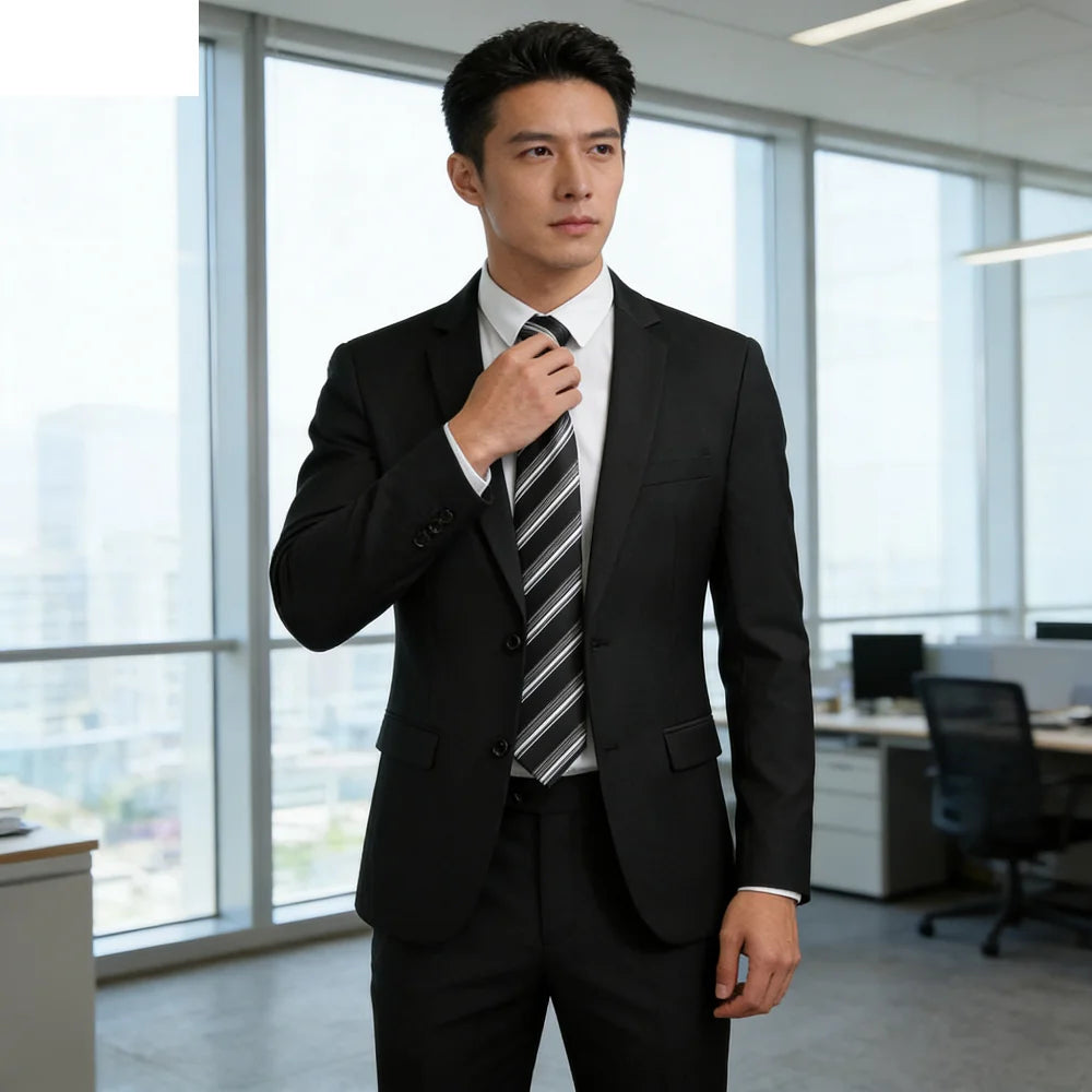Men's Groomsmen Smoking Suit Peak Lapel Tuxedo 2-Piece Set