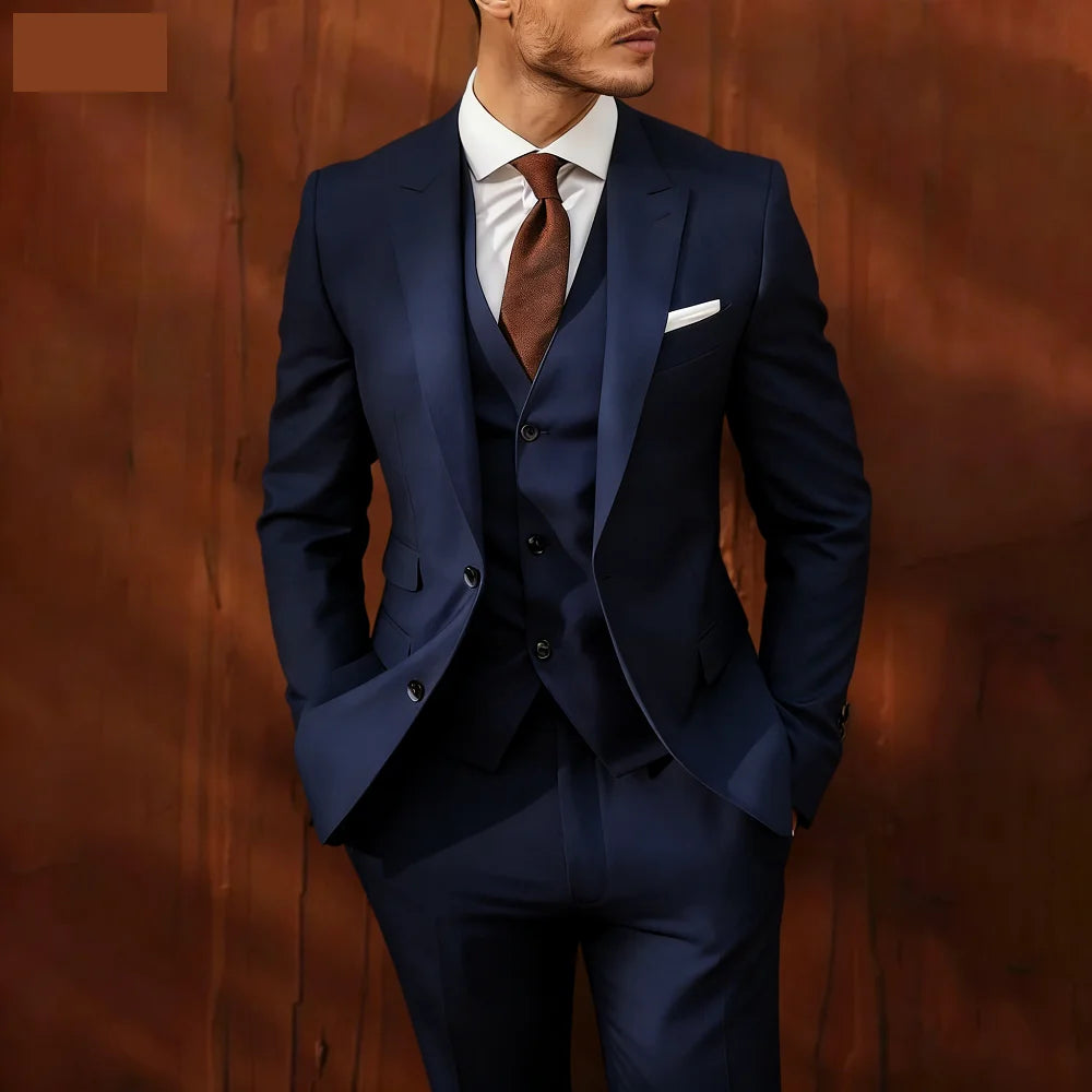 Ternos masculinos de negócios, elegante, 3 peças, único breasted