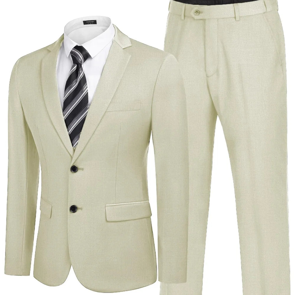 Men's Groomsmen Smoking Suit Peak Lapel Tuxedo 2-Piece Set