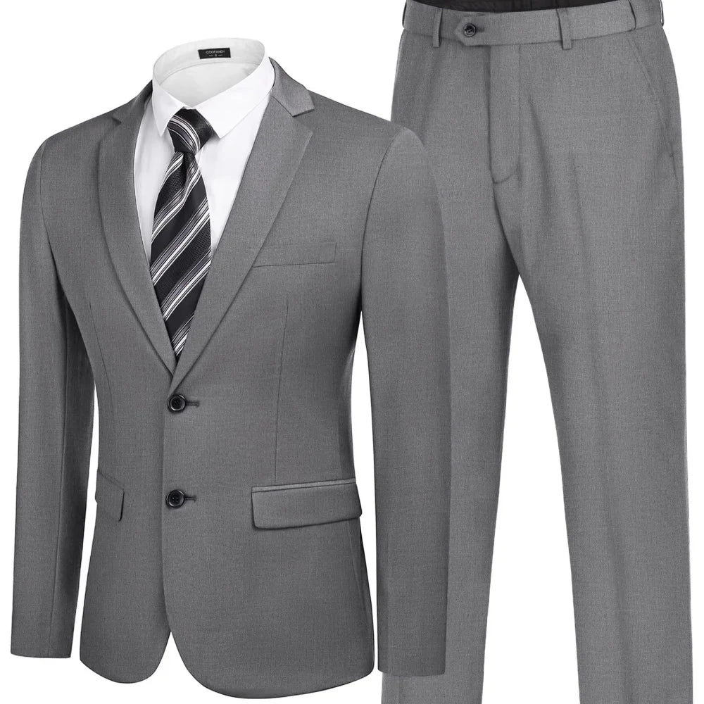 Men's Groomsmen Smoking Suit Peak Lapel Tuxedo 2-Piece Set