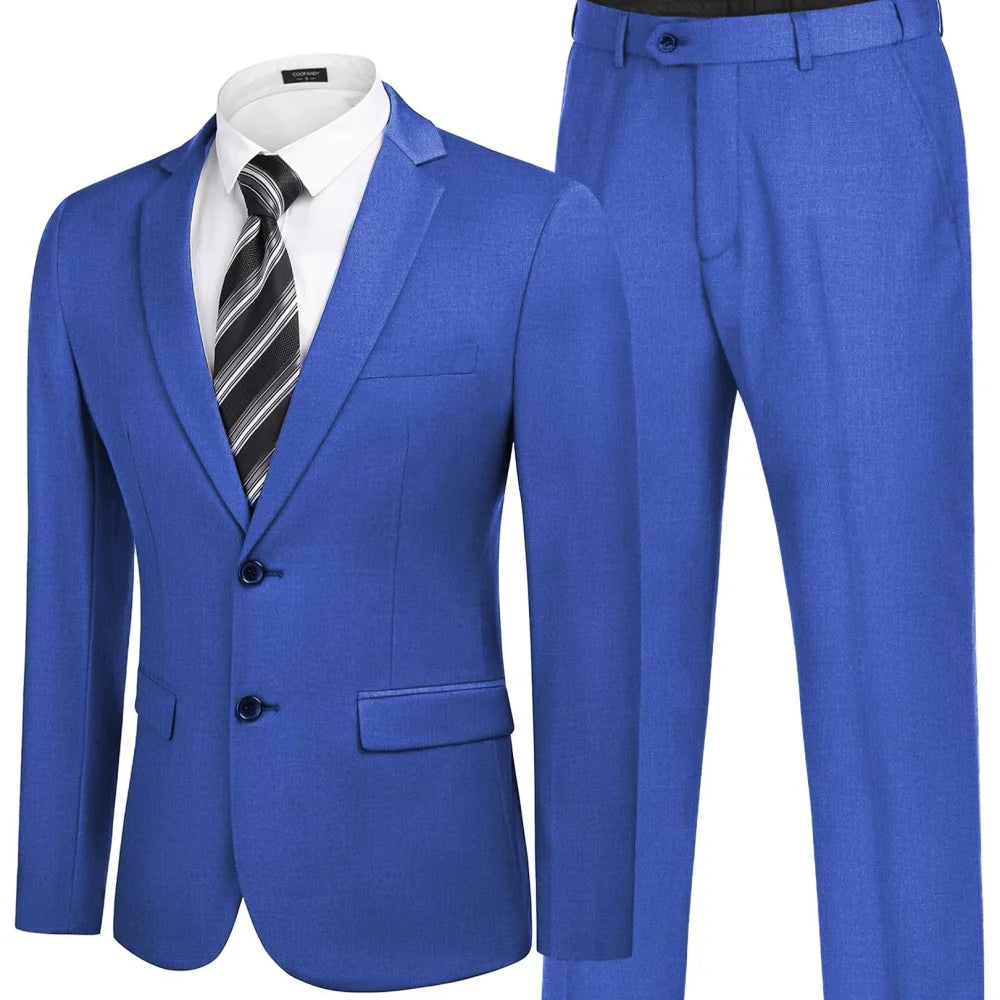 Men's Groomsmen Smoking Suit Peak Lapel Tuxedo 2-Piece Set