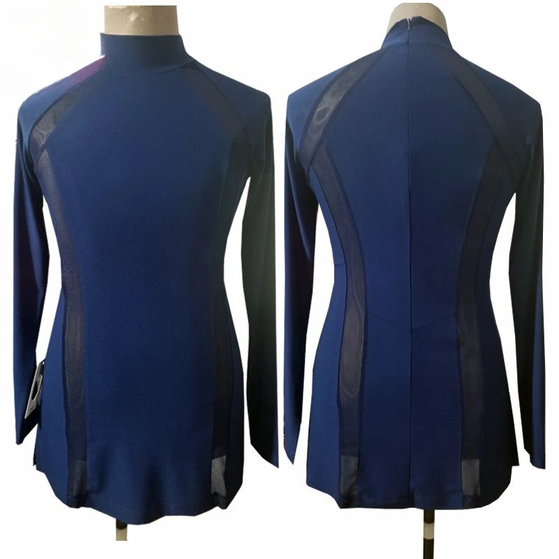 Men High Neck Latin Dance Tops New Mesh