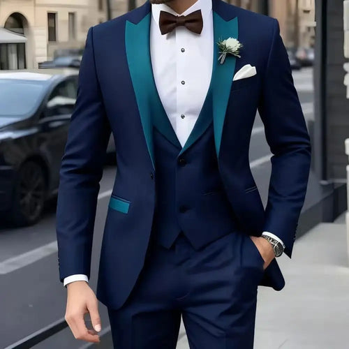 Customized Brown Men Suits Single Breasted Peak Lapel Slim Fit 3 Piece Jacket Pants Vest Full Sets High Quality Clothing Terno