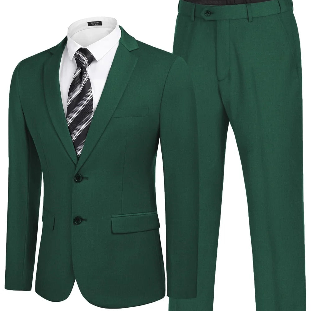 Men's Groomsmen Smoking Suit Peak Lapel Tuxedo 2-Piece Set