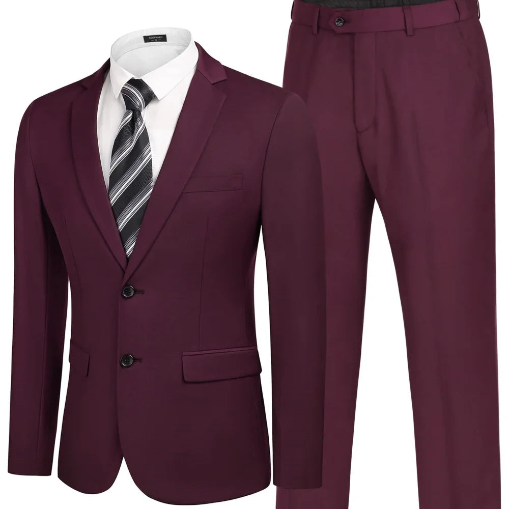 Men's Groomsmen Smoking Suit Peak Lapel Tuxedo 2-Piece Set