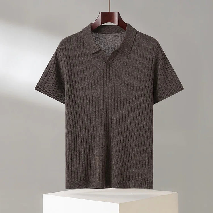 Men's Thin Short Sleeve Knitted POLO Shirt Summer 2026 New Style Lapel Interior Casual T-Shirt Comfortable Breathable Fashion