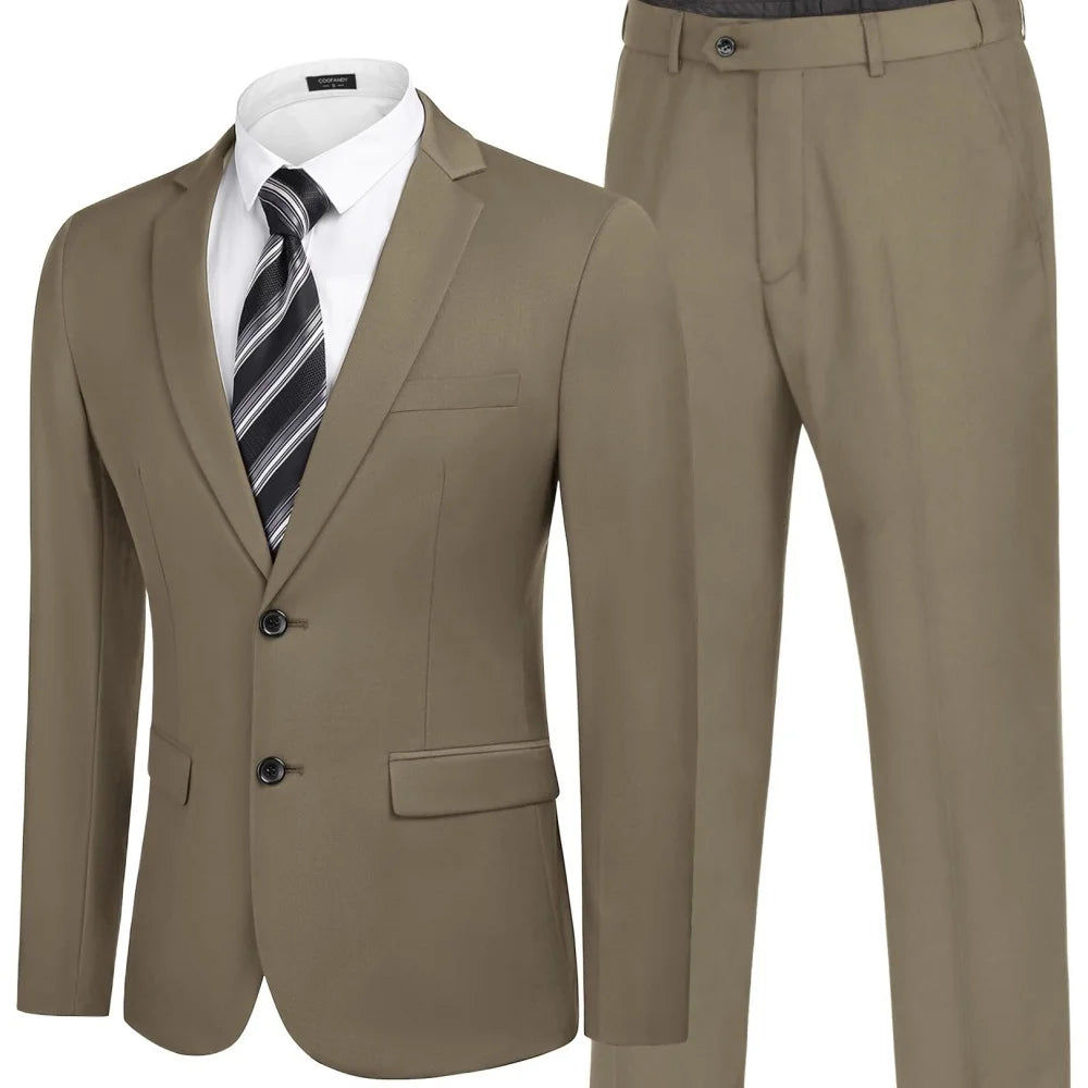 Men's Groomsmen Smoking Suit Peak Lapel Tuxedo 2-Piece Set