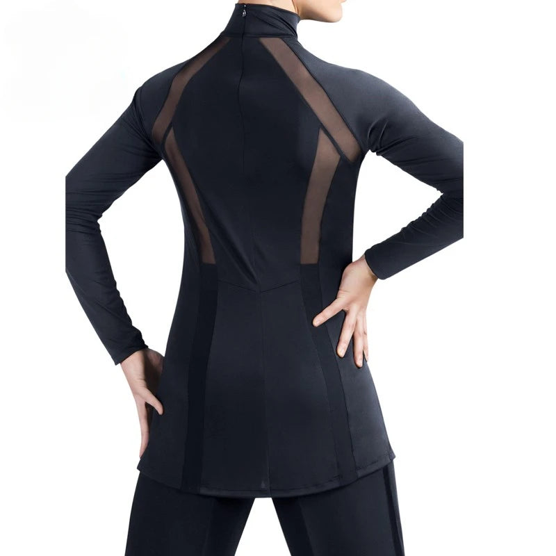 Men High Neck Latin Dance Tops New Mesh