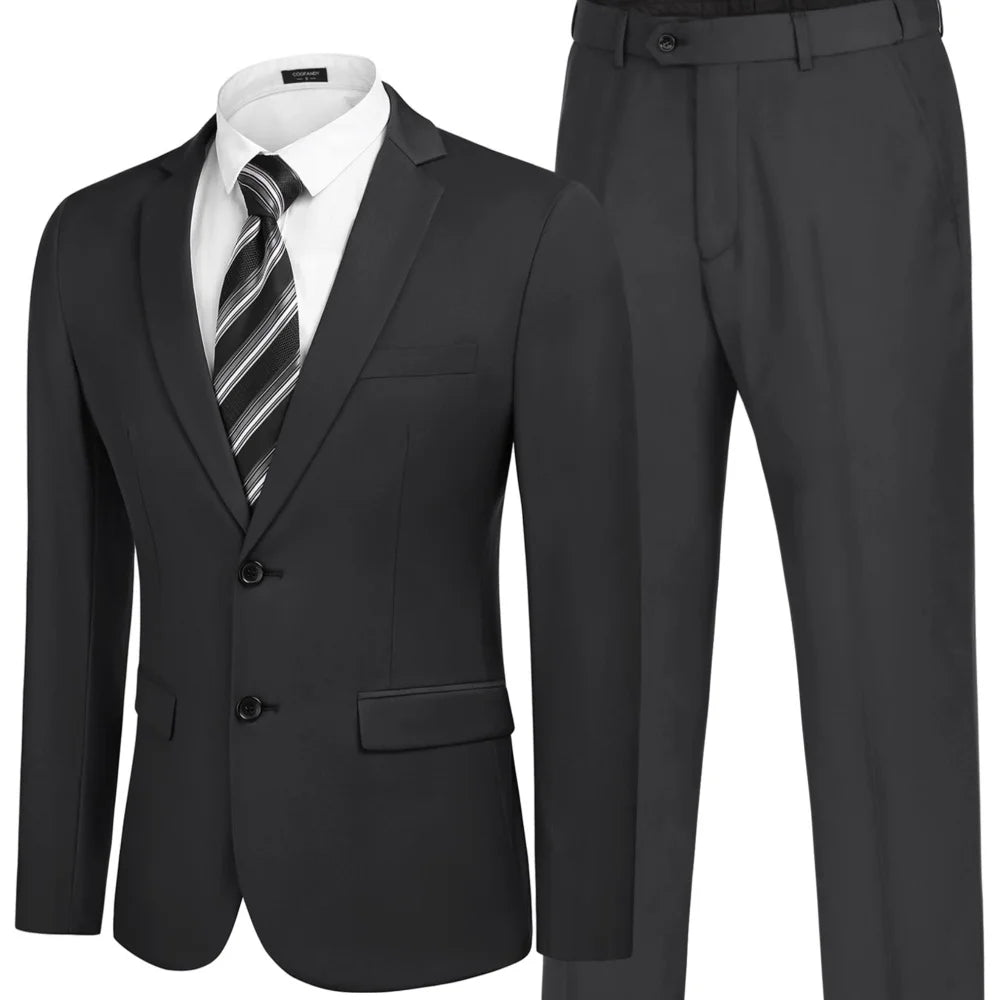 Men's Groomsmen Smoking Suit Peak Lapel Tuxedo 2-Piece Set