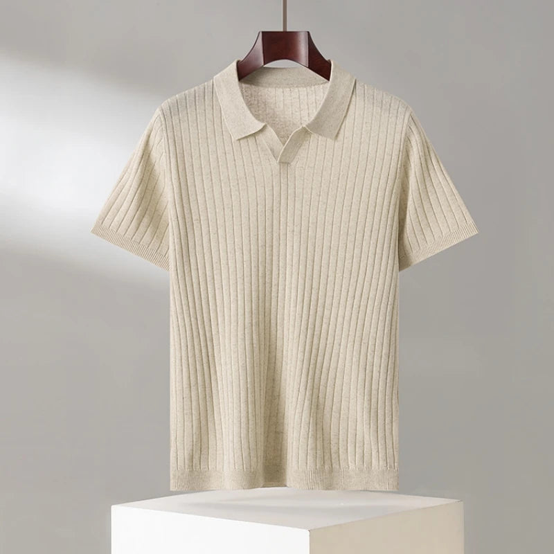 Men's Thin Short Sleeve Knitted POLO Shirt Summer 2026 New Style Lapel Interior Casual T-Shirt Comfortable Breathable Fashion