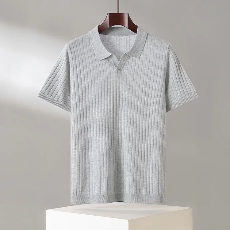 Men's Thin Short Sleeve Knitted POLO Shirt Summer 2026 New Style Lapel Interior Casual T-Shirt Comfortable Breathable Fashion