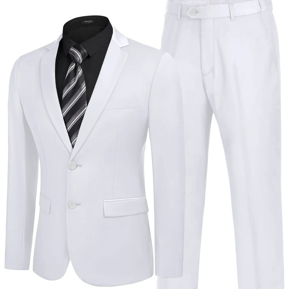 Men's Groomsmen Smoking Suit Peak Lapel Tuxedo 2-Piece Set