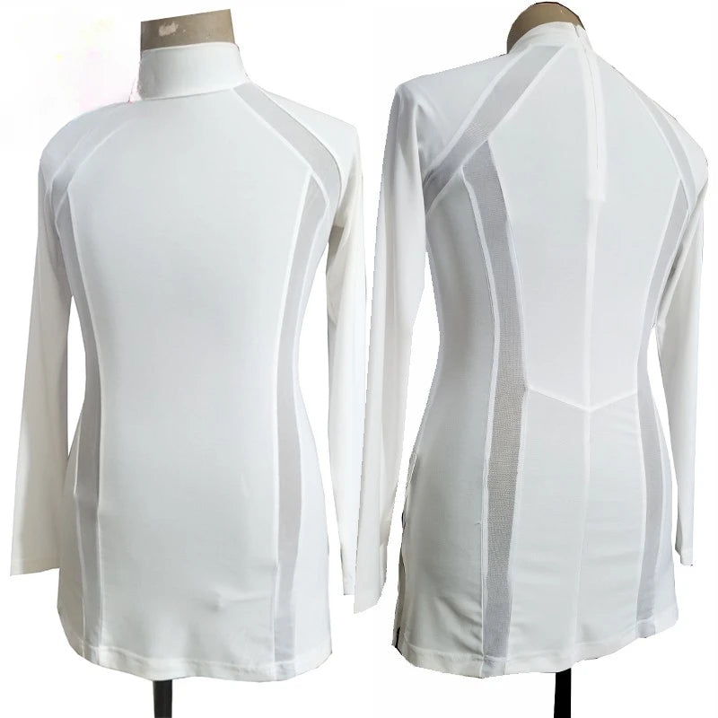 Men High Neck Latin Dance Tops New Mesh