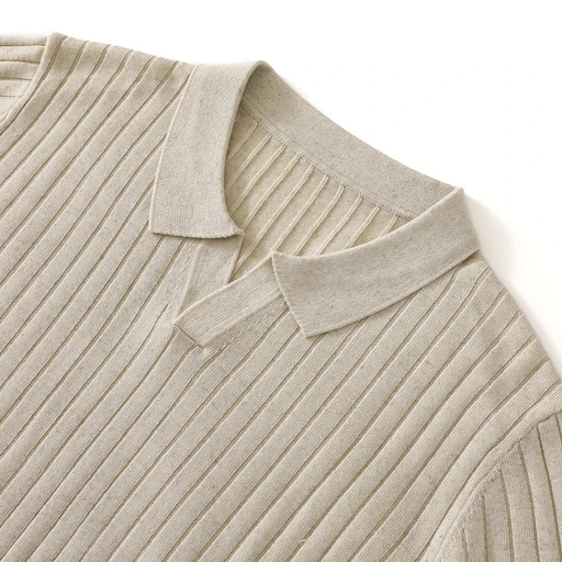 Men's Thin Short Sleeve Knitted POLO Shirt Summer 2026 New Style Lapel Interior Casual T-Shirt Comfortable Breathable Fashion
