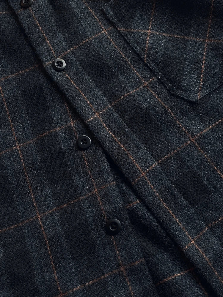 Mens Flannel Shirts American Vintage Streetwear Thick Plaid Oversized