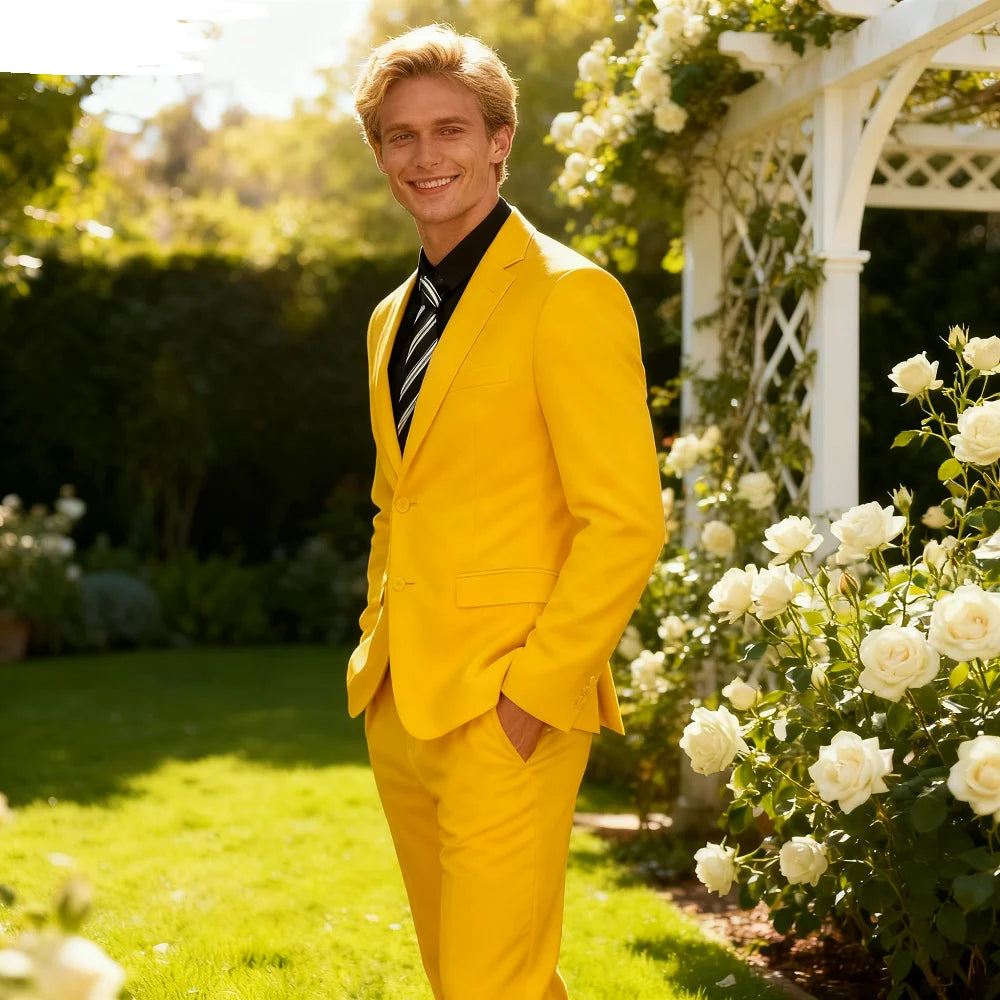 Men's Groomsmen Smoking Suit Peak Lapel Tuxedo 2-Piece Set