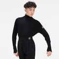 Men's Latin Dance Tops New High Collar Black Long Sleheves