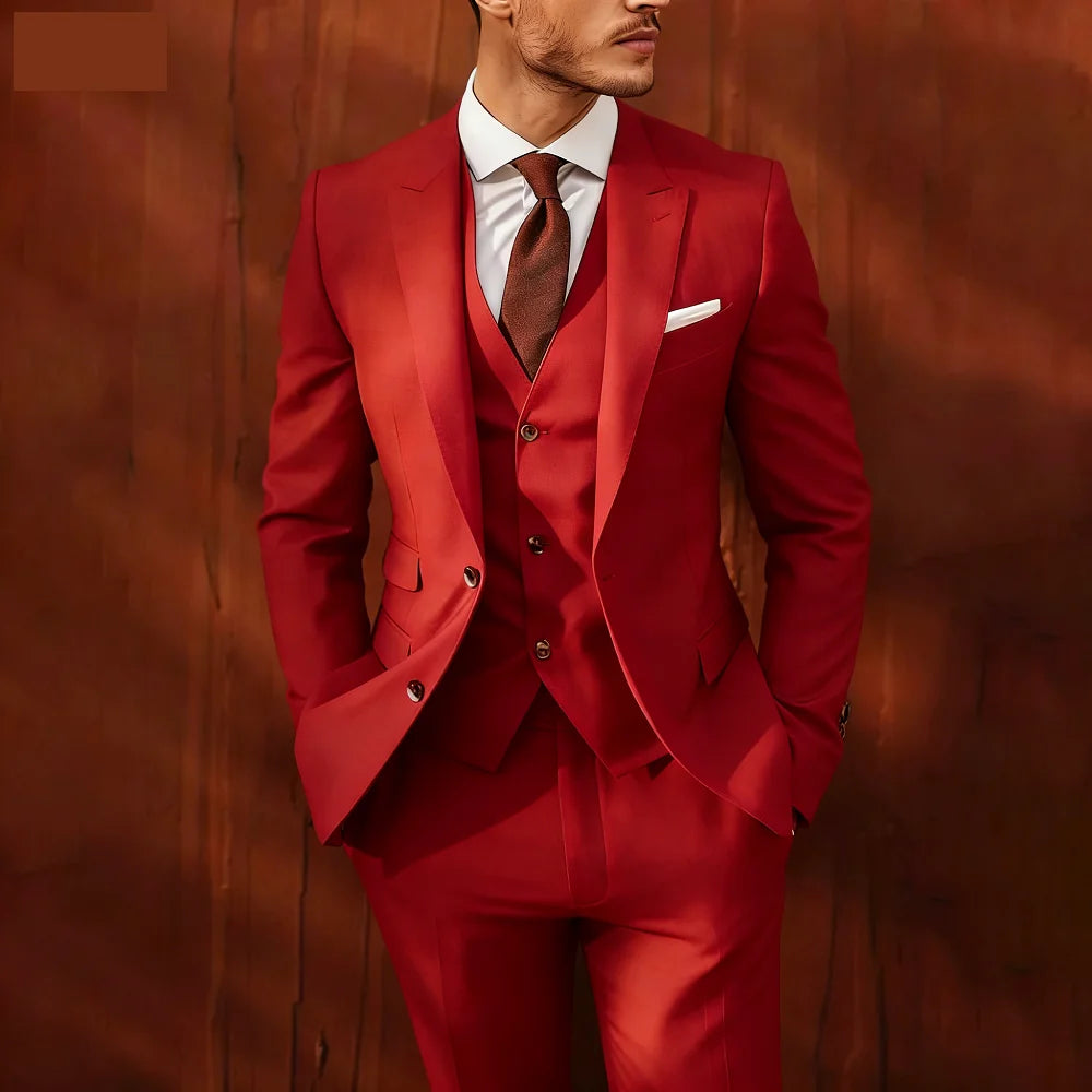 Ternos masculinos de negócios, elegante, 3 peças, único breasted