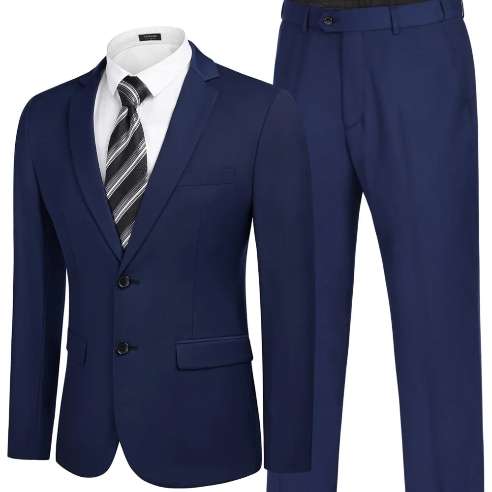 Men's Groomsmen Smoking Suit Peak Lapel Tuxedo 2-Piece Set