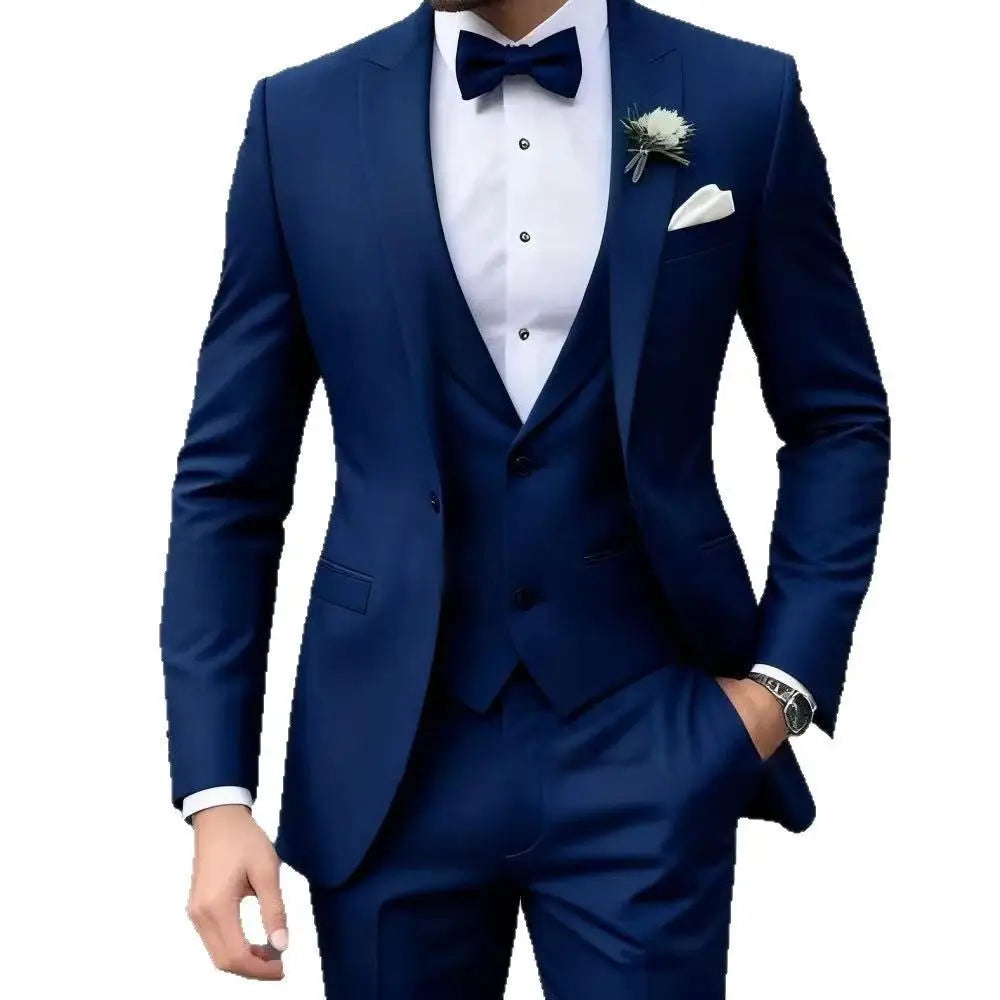 Customized Brown Men Suits Single Breasted Peak Lapel Slim Fit 3 Piece Jacket Pants Vest Full Sets High Quality Clothing Terno